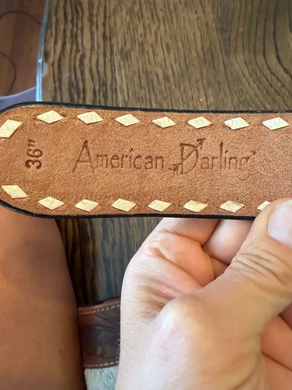 American Darling Women's Floral Tooled Leather Western Belt with Buckstitch